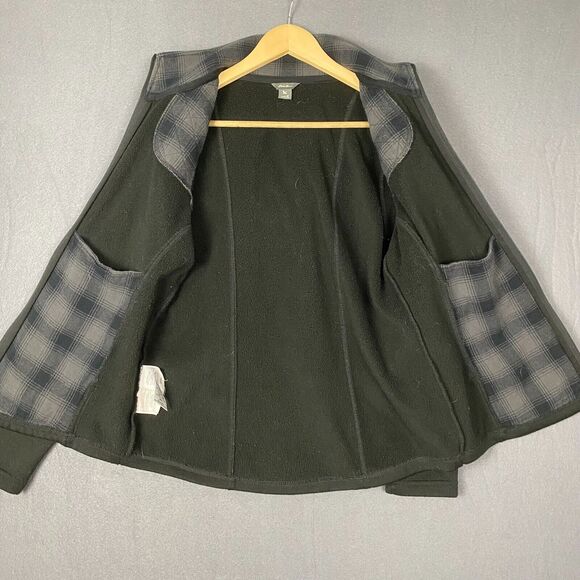 Eddie Bauer Jacket Womens Medium Green Fleece Lined Full Zip Hooded Outdoor Cozy - Picture 5 of 13